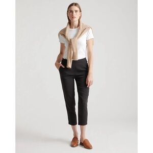 Quince Stretch Crepe Pleated Ankle Pants in Black Size 10 Gently Used Officewear